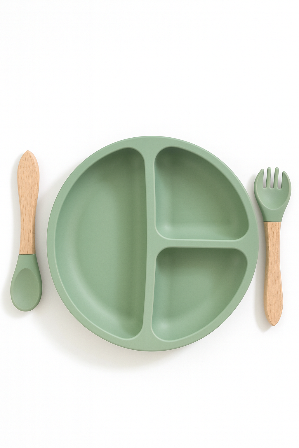 NurtureNest Co. Silicone Toddler Feeding Set- Silicon Plate, Bowl, Fork & Spoon (BPA-Free)